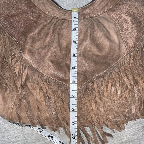 Genuine Soft Leather Fringed Hobo Style Handbag Hecho En Mexico Casa Larrea - Picture 12 of 12